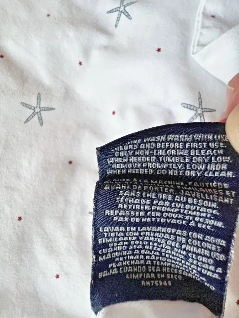 Nautica Star Spangled Pillowcase Standard Coastal 100% Cotton Starfish Nautical